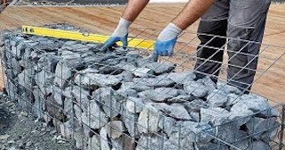 Устройство подпорной стенки из габионов в Юбилейном в октябре