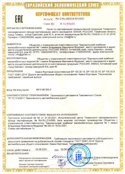 15.04.2022 Юбилейный - Приложение к сертификату соответствия железобетонных изделий - бортовые искуственные камни БР